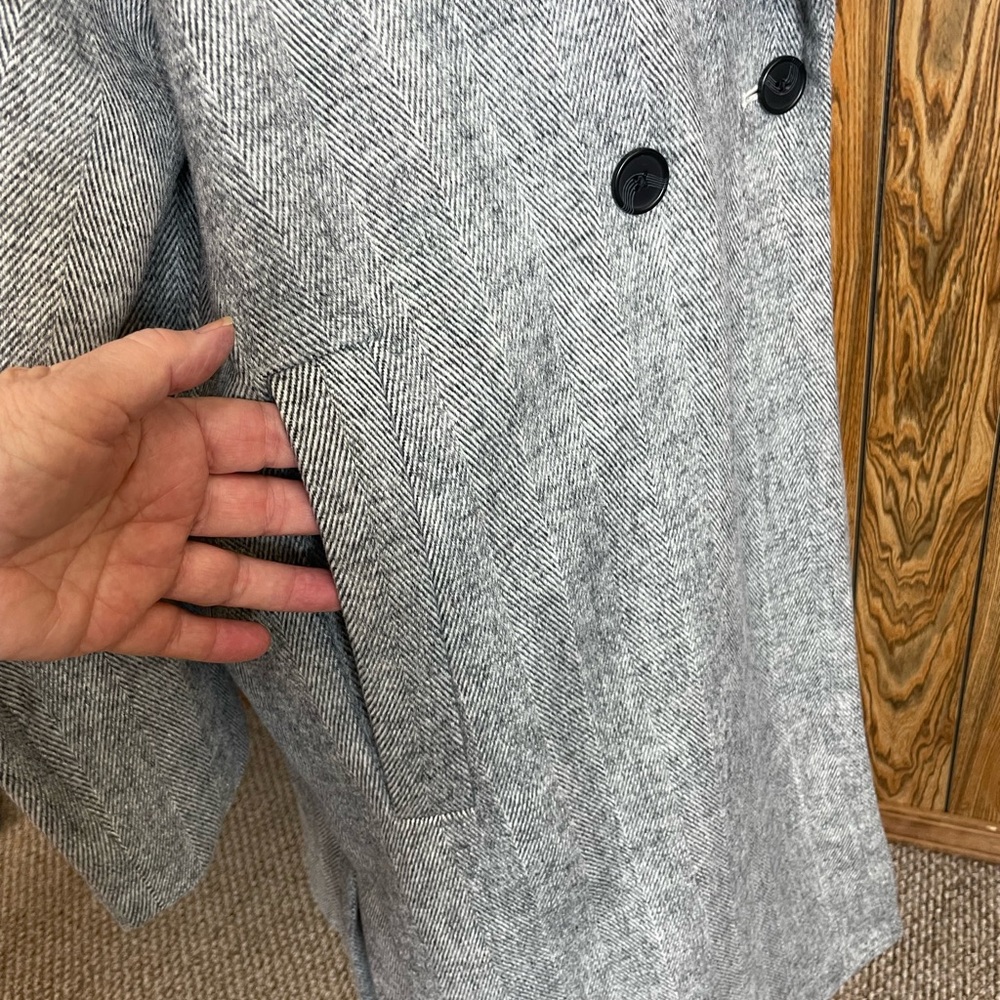Old Navy black & white Herringbone midi coat XL - Picture 5 of 12